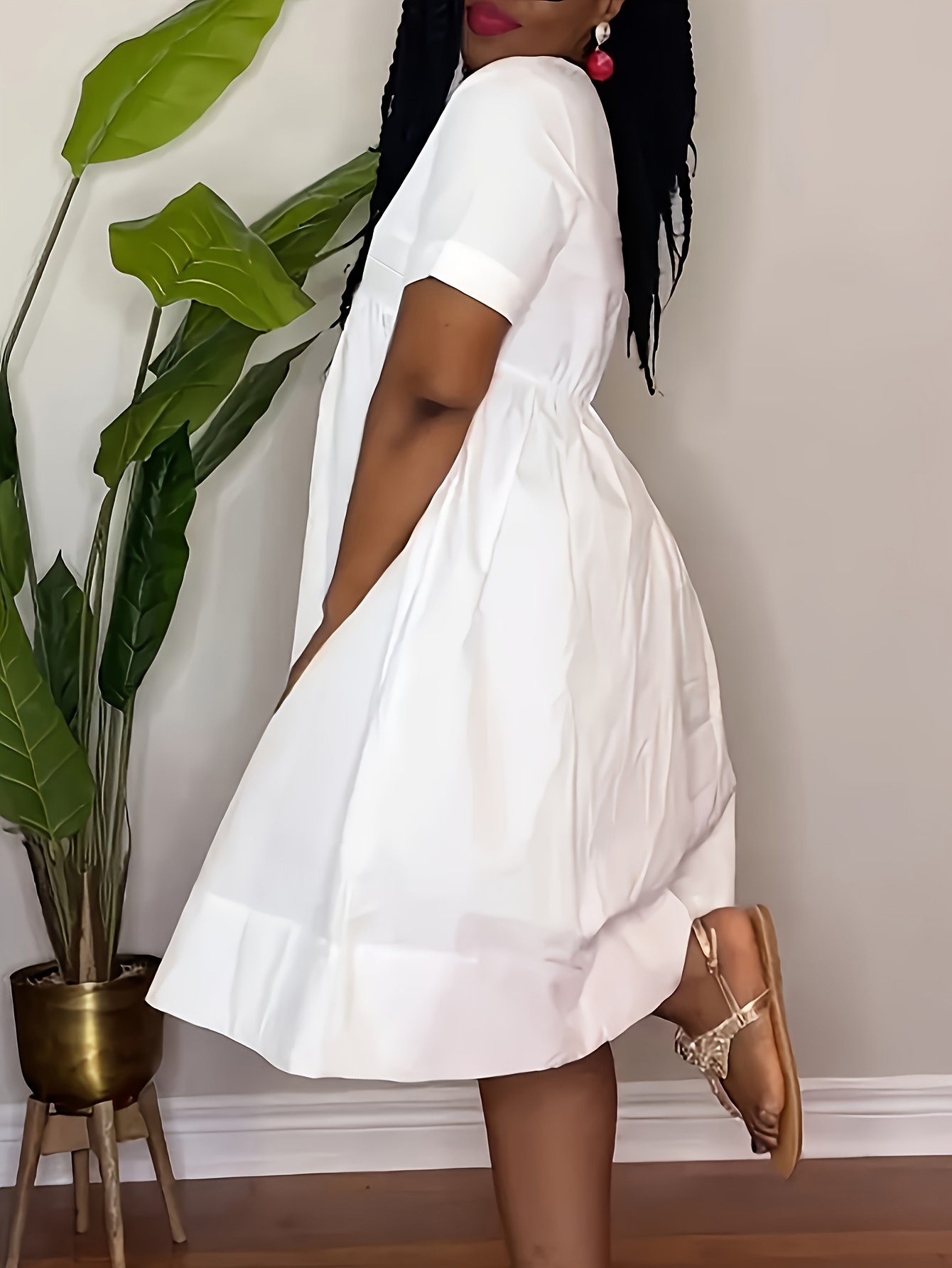 plus size casual short sleeve v neck a line shirt dress - Temu Mauritius
