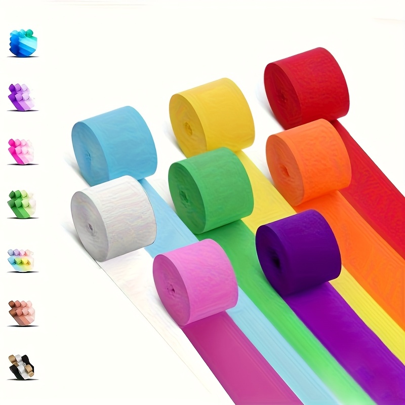 Image of 8 Crepe Paper Streamers Rolls, 262ft Pack Of Unique 8 Rainbow Streamers Party Decorations, Birthday Streamers, Party Streamers For Wedding Decoration (1.8 Inch X32.8ft/roll)