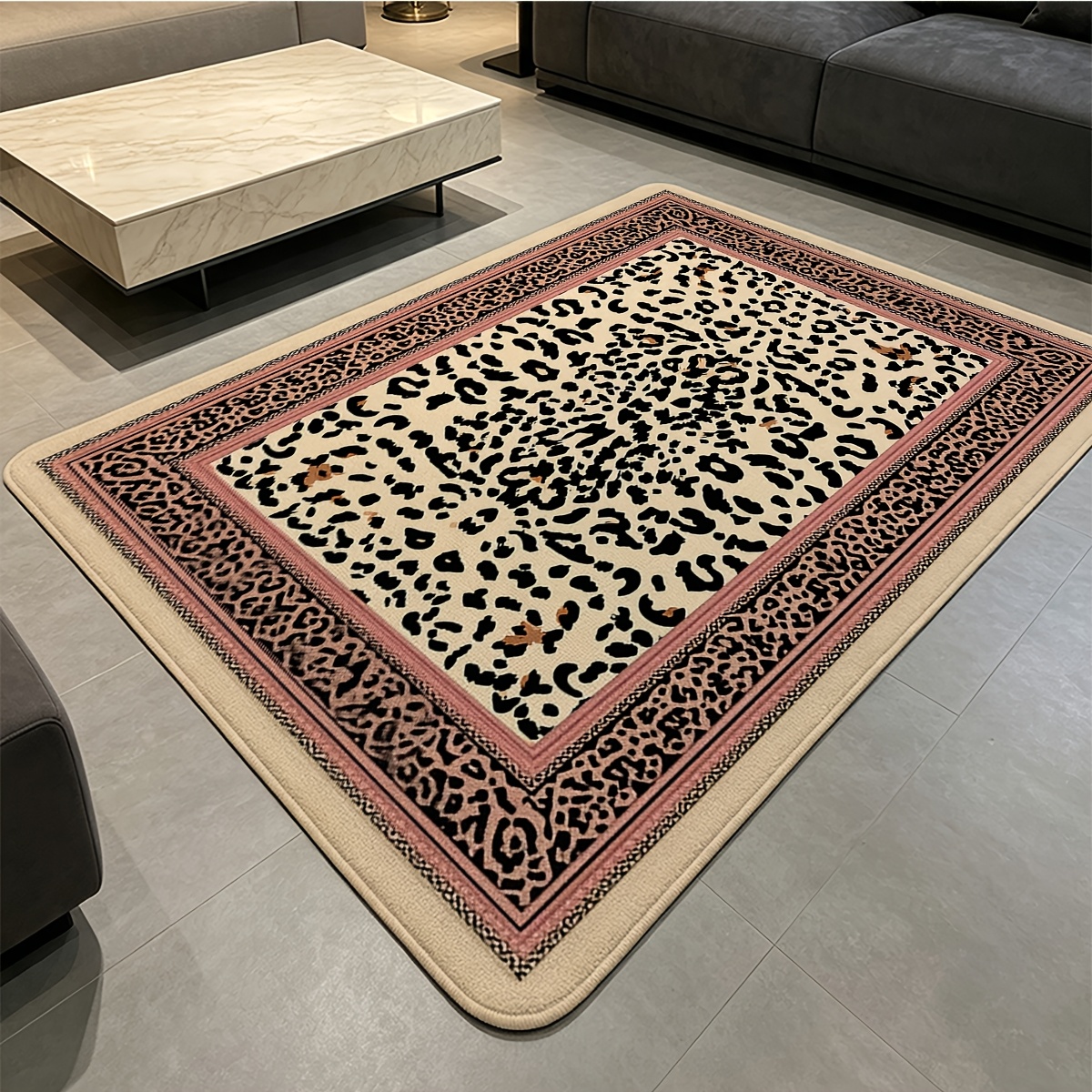 TEMU Leopard Print - Black, White, Beige, And Print, Soft Rectangular Shape, Suitable For Living Room And Bedroom Use, Luxurious Beige-golden, Brown,