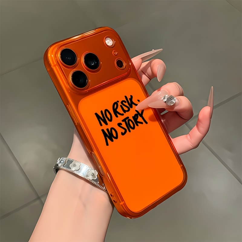 TEMU para teléfono: de moda transparente con inglesas naranjas y negras, compatible con iPhone 17, iPhone 17 Pro Max, iPhone 17 Pro/16/13/ Plus/15