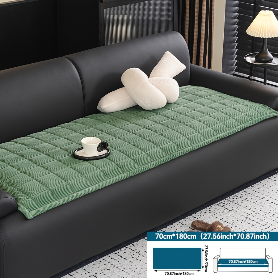 TEMU 1pc Corduroy Sofa Cushion, Plush Feel, Plaid Stripe Solid , Modern Home Decor, Machine Washable, Suitable For 2, 3, 4 Seater Sofas, Ideal For