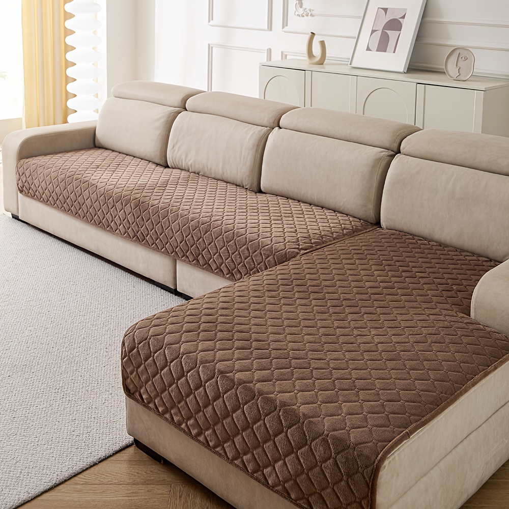 Image of 2pcs Bohemian Technology Jacquard Plush Sofa Covers Soft Plush Fabric Non Slip Suitable For Easy Washable Fits 3 4 Seat And Sectional Sofas Perfect For Living Room Office Bedroom Outdoor Home Decor