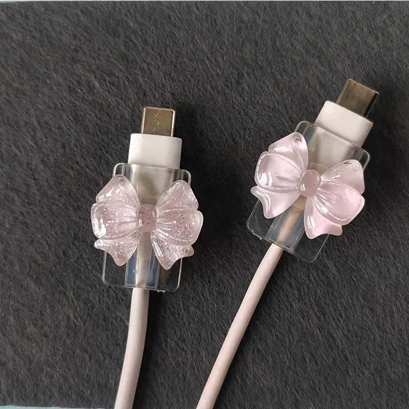 2 Pink Bow Universal iPhone/Type-C Cable Protectors