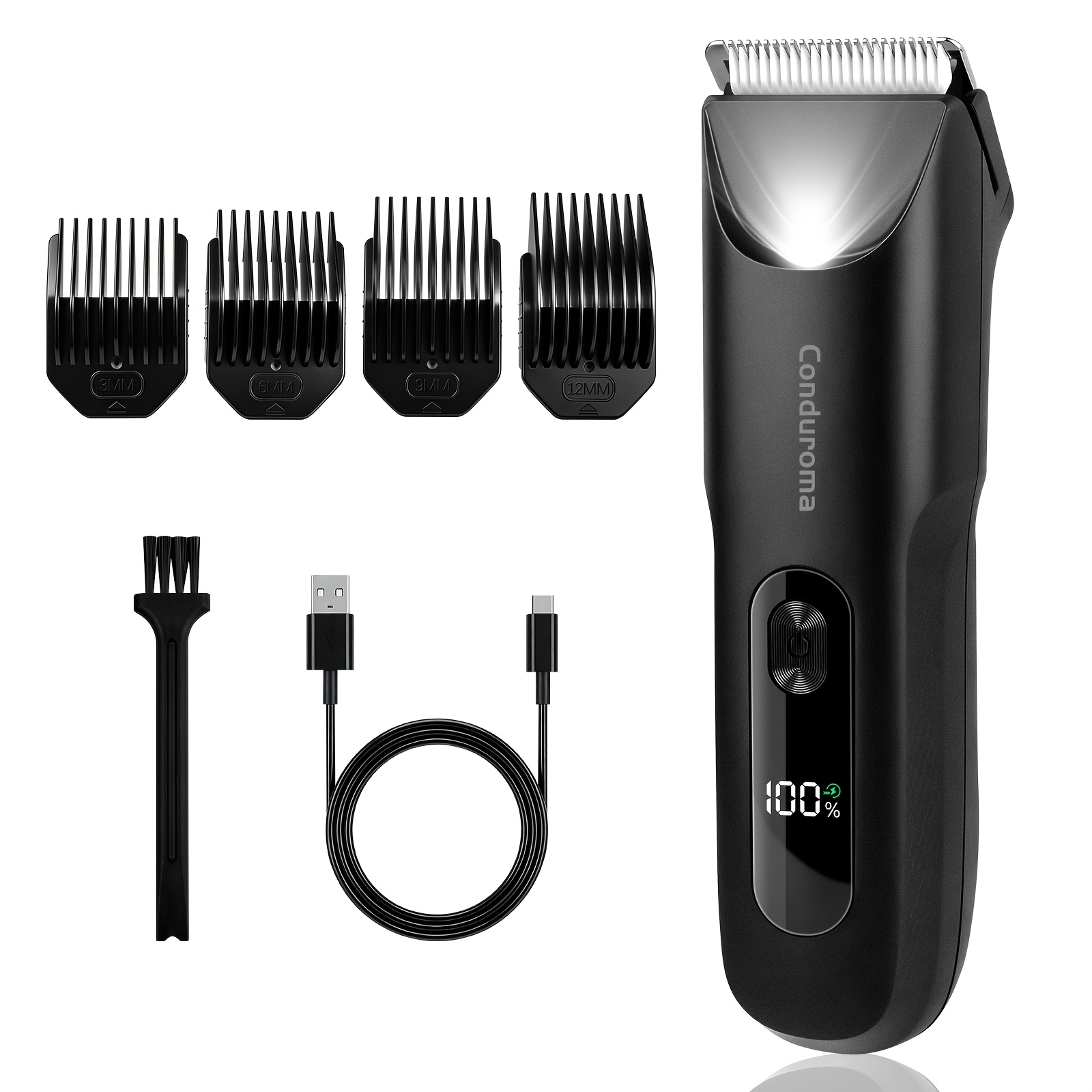 TEMU Tondeuse Électrique pour Hommes, Zone Inguinale et Corps, Rasoir Électrique pour Testicules et Pubis, G avec 4 Lames, Têtes de Lame en Céramique