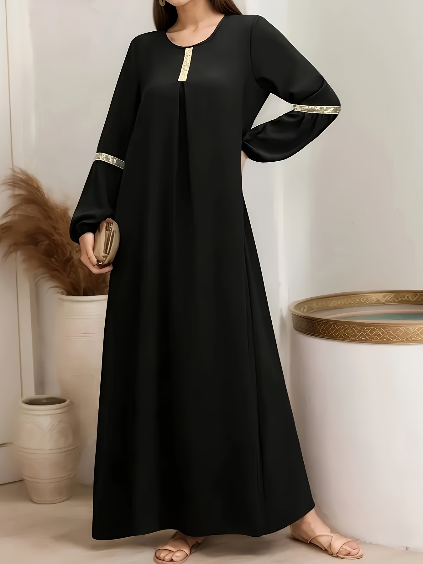 long black kaftan dress eleven44 Unisex Modal Asymmetric Kaftan in Black main image 0
