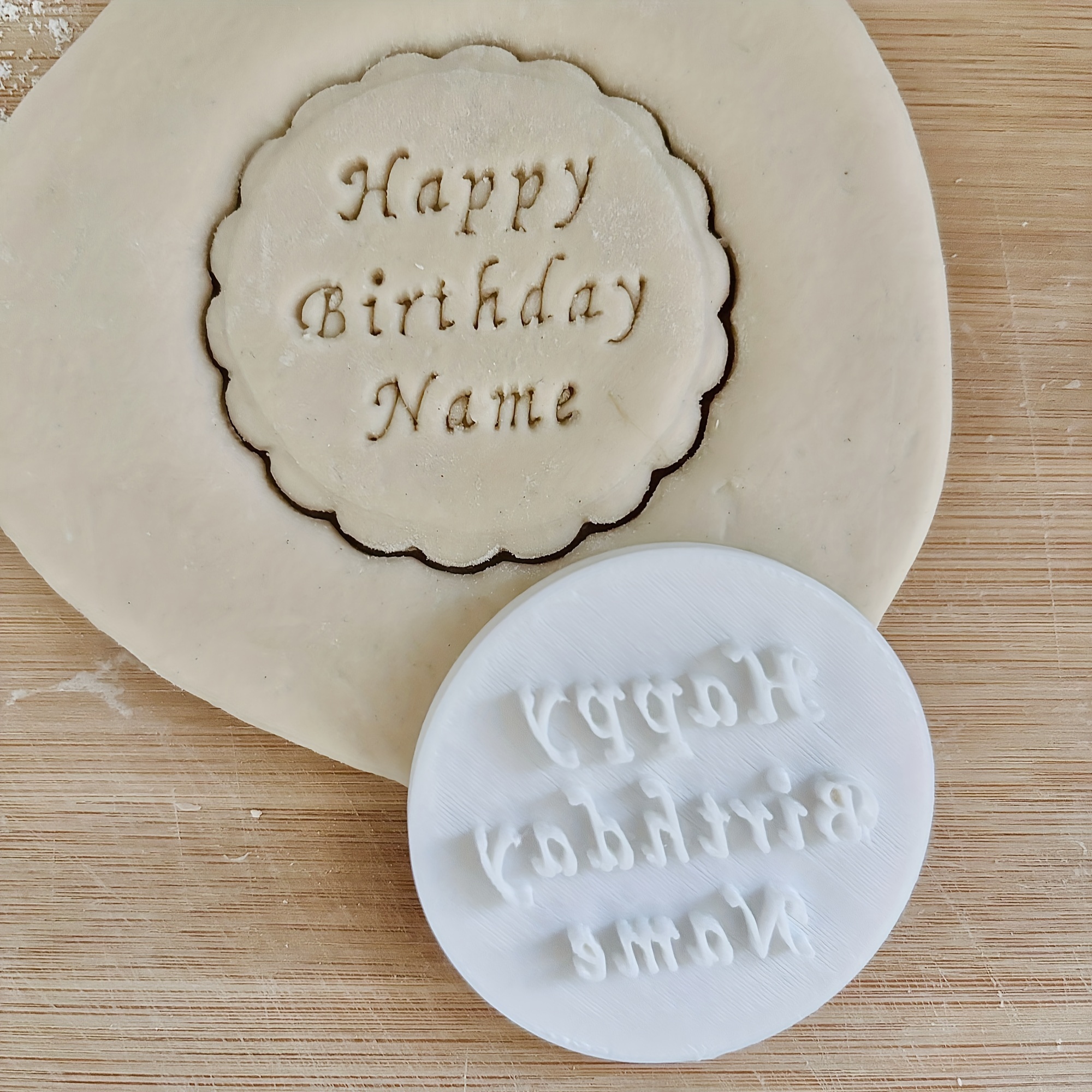 

Personalized Birthday Name Cookie Stamp - Custom Resin Biscuit Mold For Unique Treats