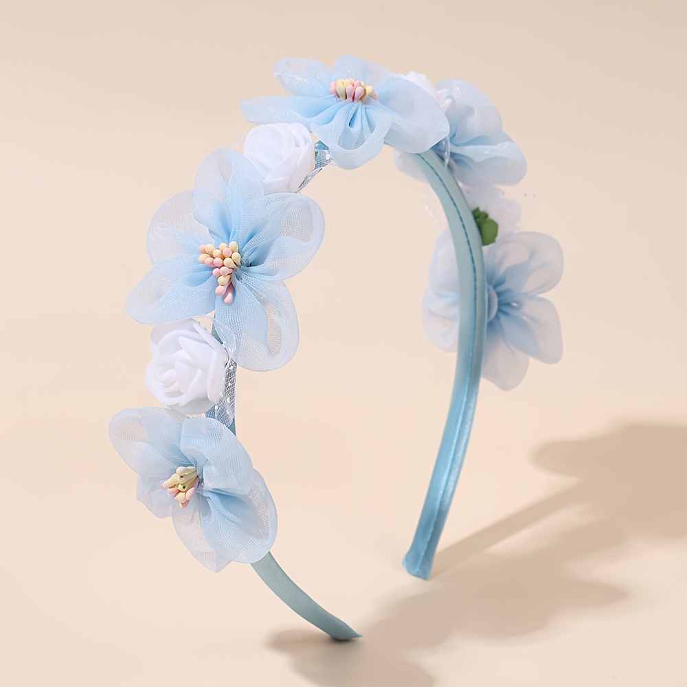 TEMU 1pc Headban For Women Solid Floral Hairbands Handmade Flower Hair Hoops Hair Accessories For , Daily Life