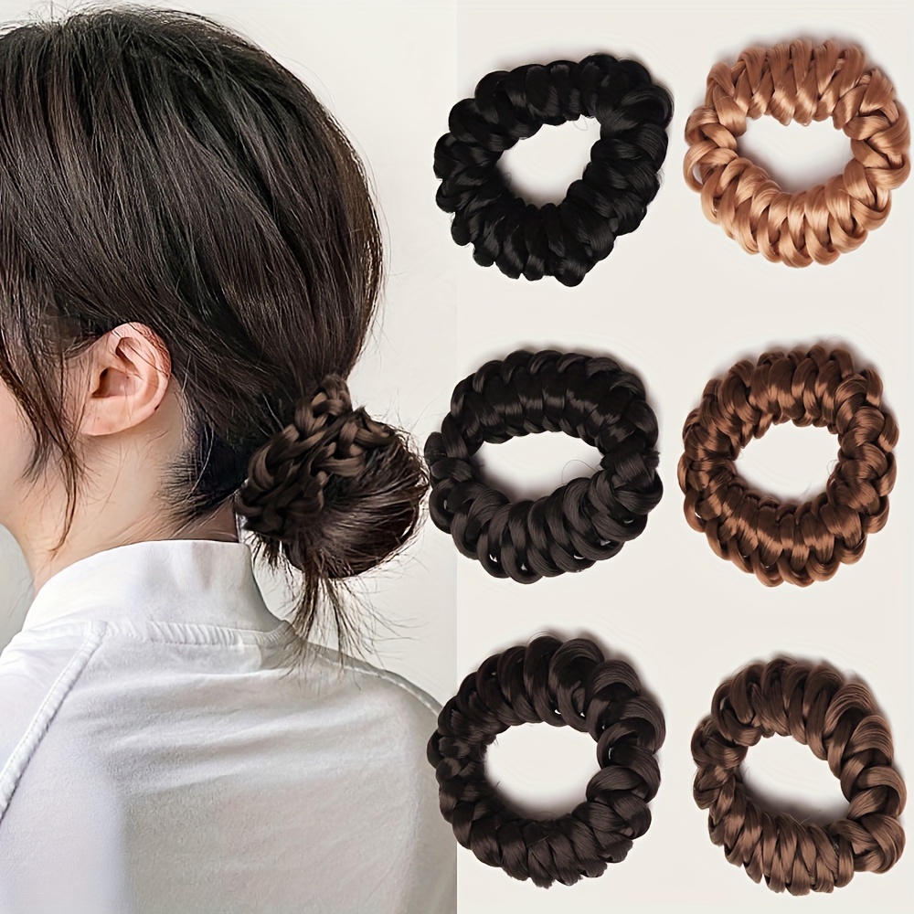 

2pcs Braided Hair Buns, Polyester And Spandex , , Hair Accessories For Women With Short Hair, High Buns, Suitable For Casual Daily And Travel Wear, Elegant Plastic Hair Ties, Day Gift Set