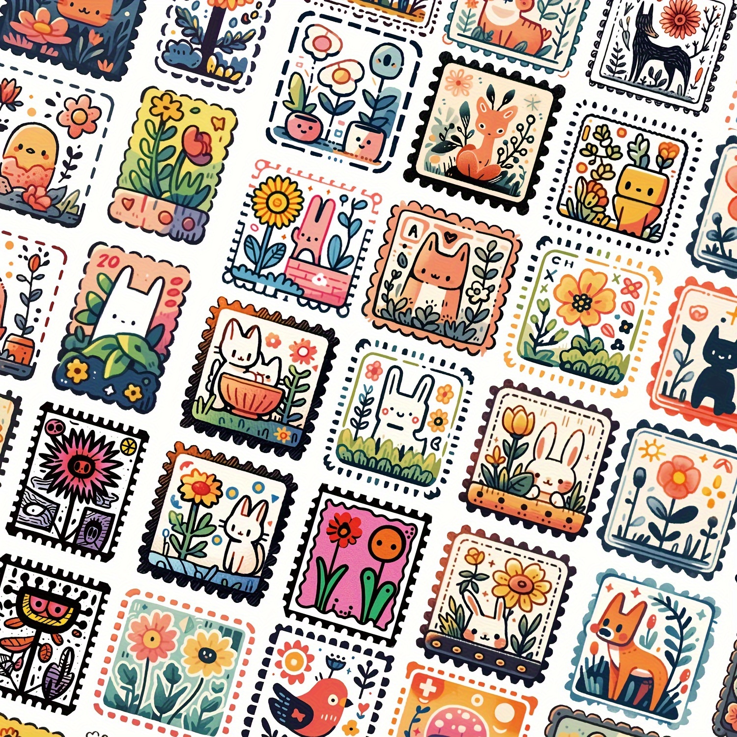 Image of 50 Cartoon Animal Cute Stickers, Creative Aesthetic Sticker Pack For Luggage Laptop Water Bottle Etc., Beautiful Holiday And Birthday Gifts, Travel Journal Decoration