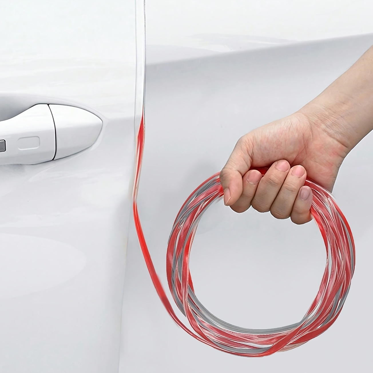 

5m Transparent Silicone Car Door Guards - Front Anti-collision Protection Strip For Safety, Red & , Vehicle Safety Accessory | Flexible Door Cover | Silicone Material, Car Door Protector