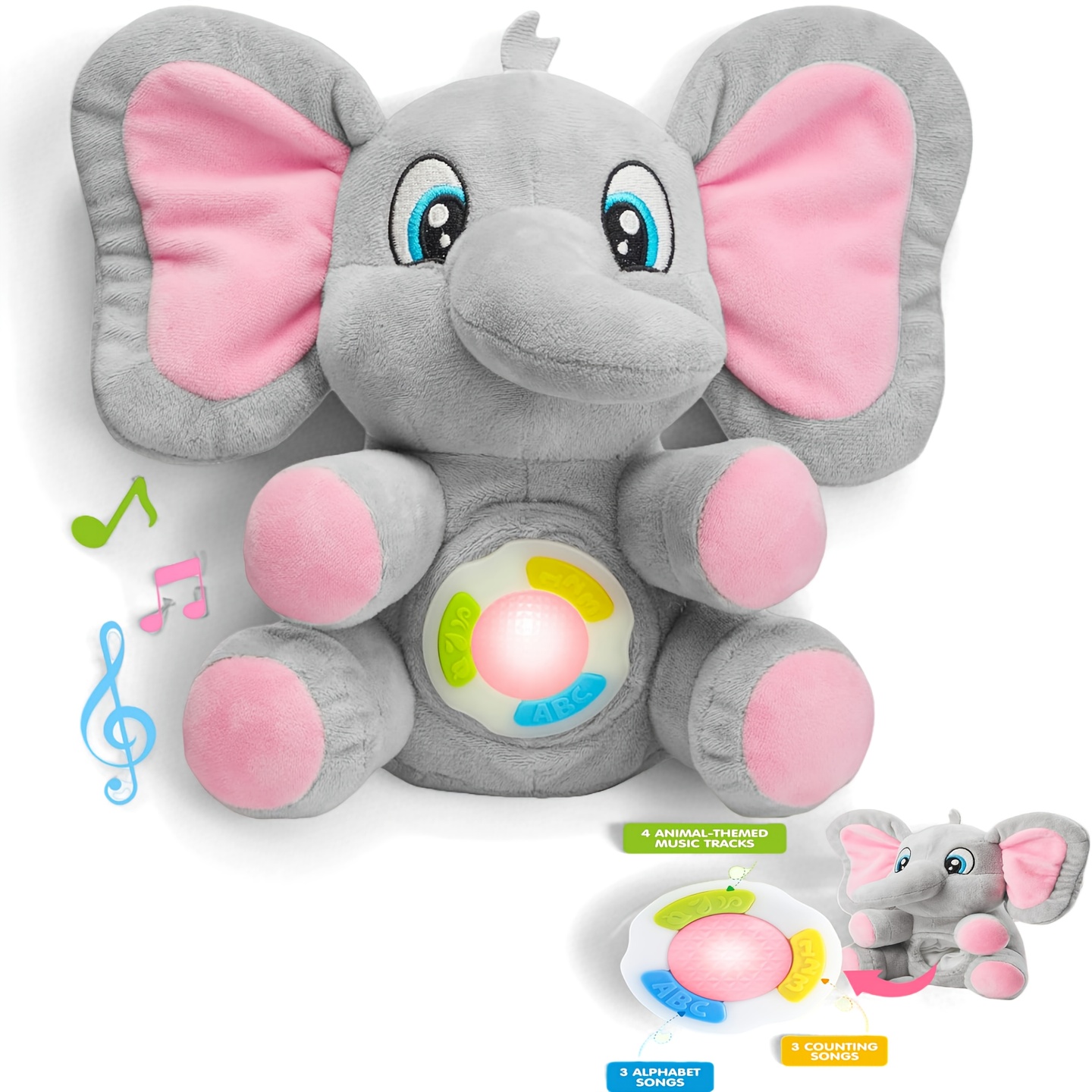 TEMU Musical Elephant Plush Baby Toy, Stuffed Animal With Music & Light, Baby Musical Soft Plush Toys For Infant Babies, Christmas Birthday Gifts For