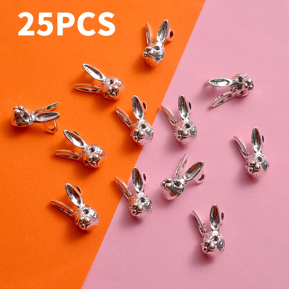 TEMU 25 3d Rabbit Head Shaped Pendants! Of The Simulated Rabbit Head Are Full, The Long Ears Are And Cute, The Distressed Texture Is High-end, With A
