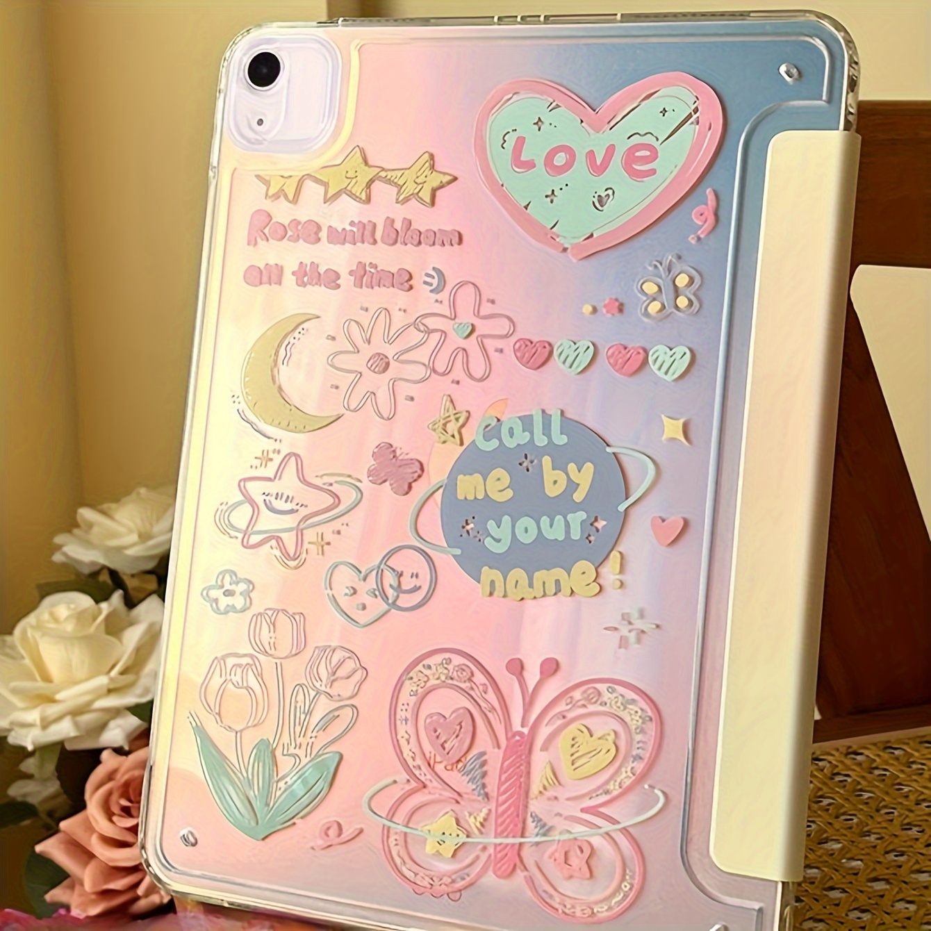 

Stylish, Laser Transparent Y-fold Magnetic Suction Flat Plate Protective Case For Ipad Case 10.2///pro11/10th/10.9/9.7