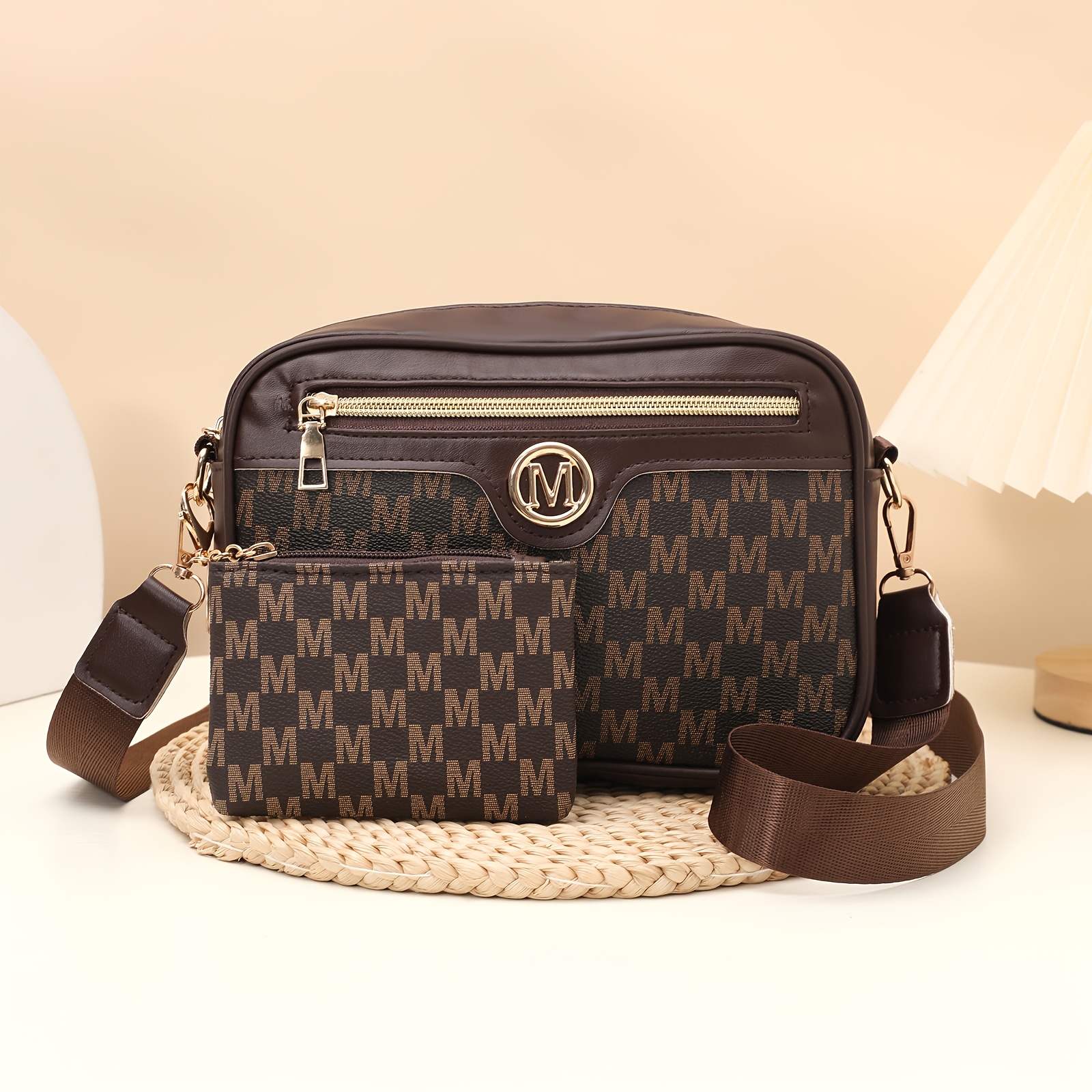 TEMU Special Edition 2pcs Set: Versatile Wide Strap Shoulder Crossbody Bag And Camera Bag