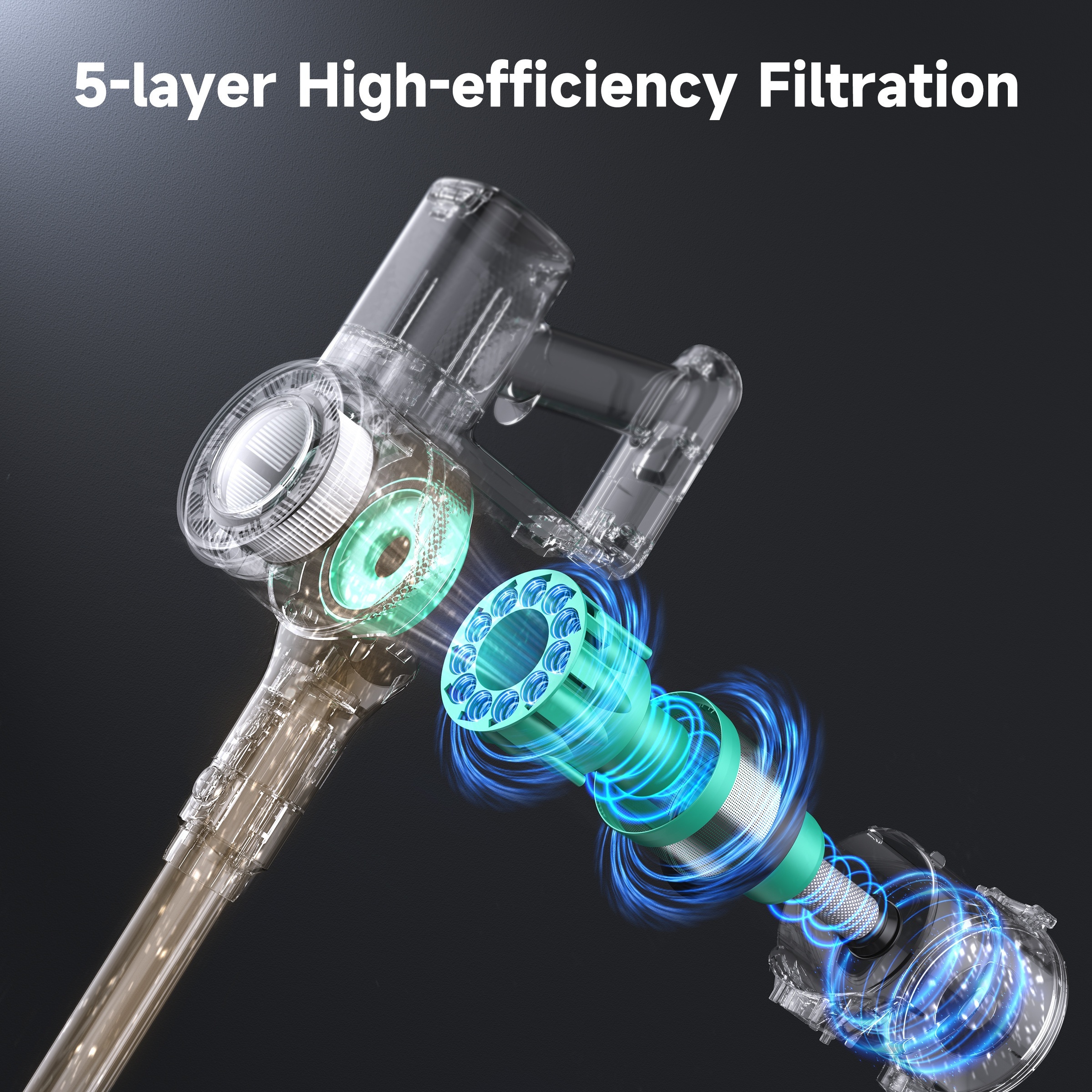 Lubluelu P2 Draadloze Stofzuiger, 33Kpa Staafstofzuiger met -Klitten Borstel en Verbeterd Groen Licht, Stofzuiger voor Thuis, Draadloze Stofzuiger voor Huisdierenhaar, Tapijt en Harde Vloeren