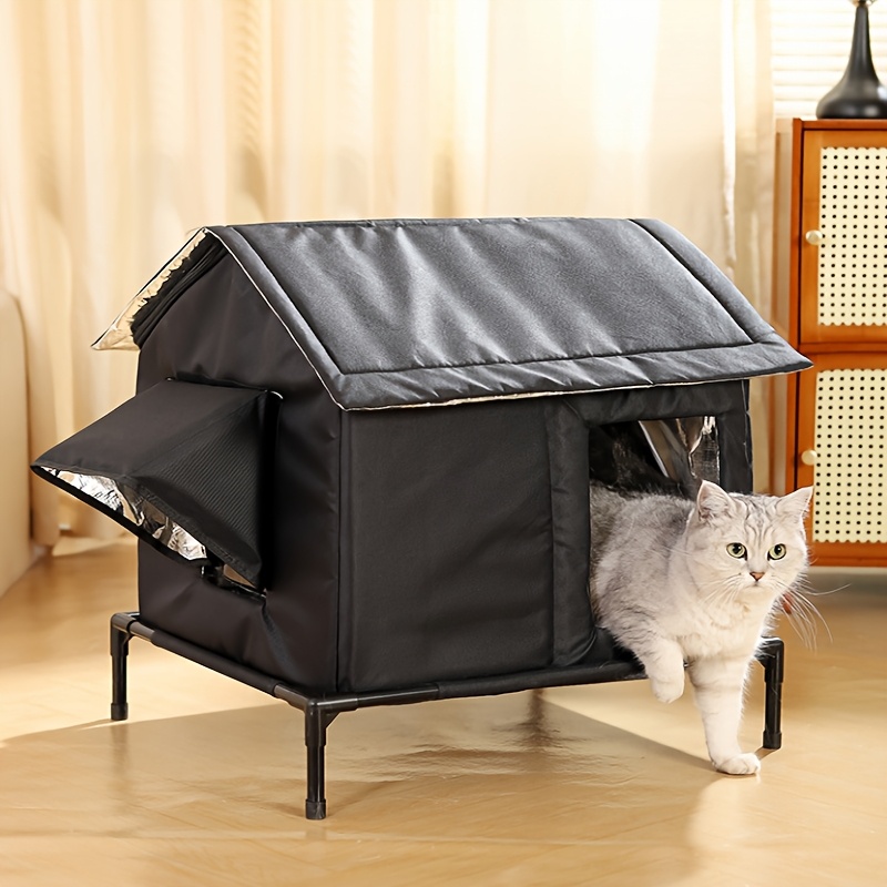 Casa Para Gatos Exterior LUFEIS 38x35cm - Impermeable Y Cálida, Para Invierno O Exteriores