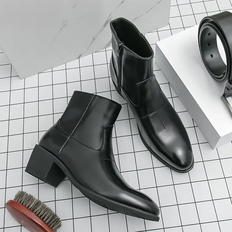 mens dress boots mens high heels casual chelsea combat ankle - Temu mens dress boots mens high heels casual chelsea combat ankle - Temu