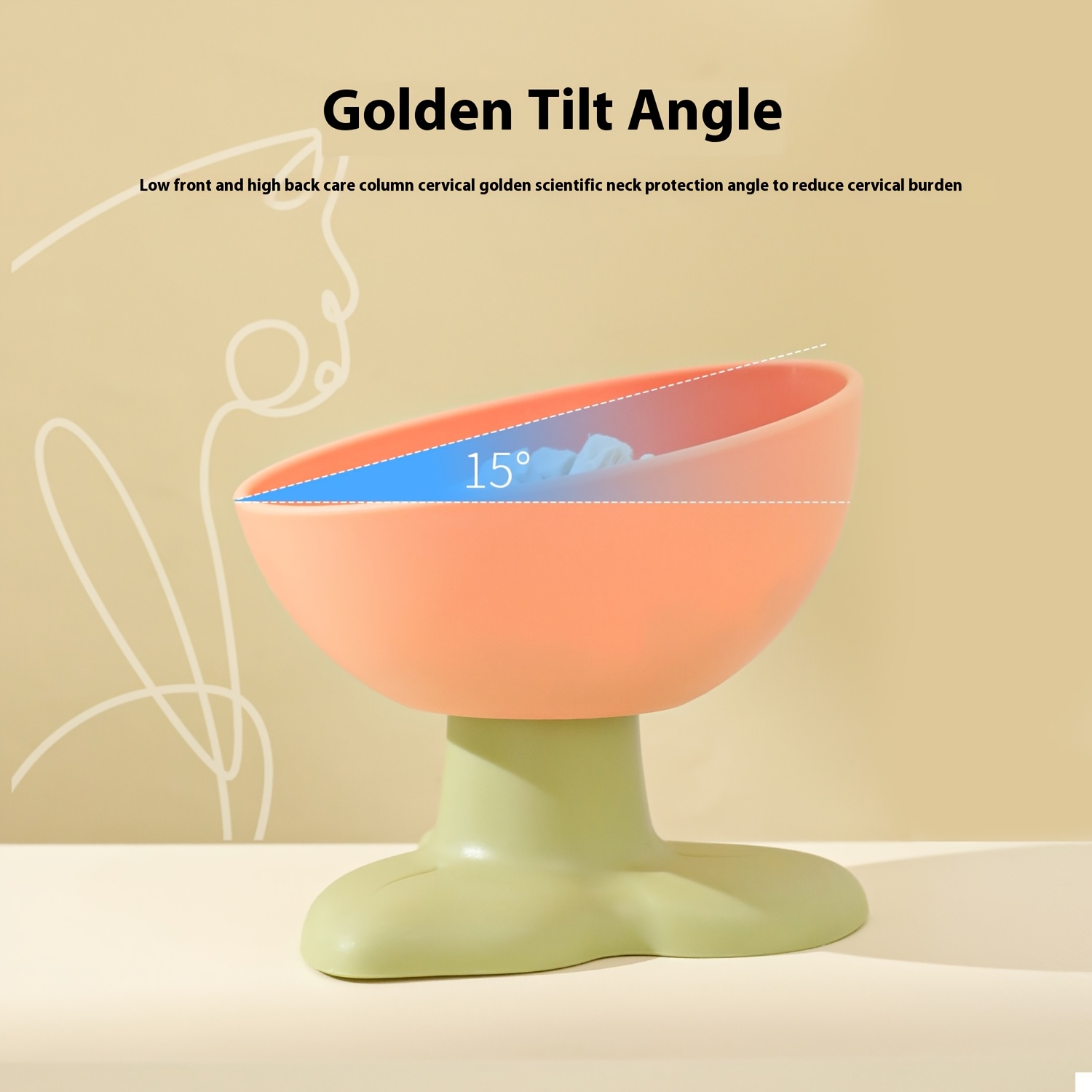 1pc elevated pet bowl with non slip   15 anti tip angle spill proof dual   and water dish elevated feeding for     non toxic   material compatible with cats and small dogs easy clean   dining bowl elevated dog bowl   design sturdy construction cat owners Product details 0