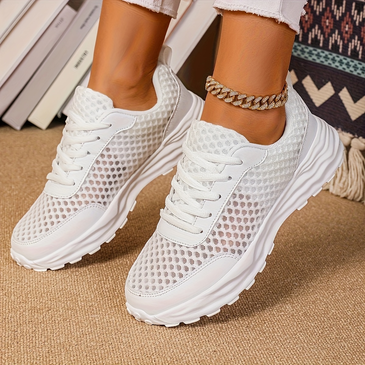 Zapatillas Transpirables para Mujer y Antideslizante con Acolchada  MD/TPU, Diseño de Cordones para Correr, Caminar y Entrenar Za