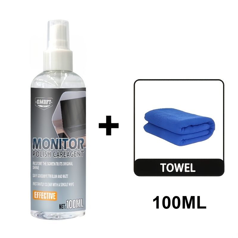  . 100ml bildschirmreinigungsspray mit mikrofasertuch. dieses vielseitige set ist für die reinigung verschiedener elektronischer geräte, einschließlich pc-monitoren, laptops, handys, tablets, tastaturen, kameralinsen und fernsehgeräten, konzipiert.