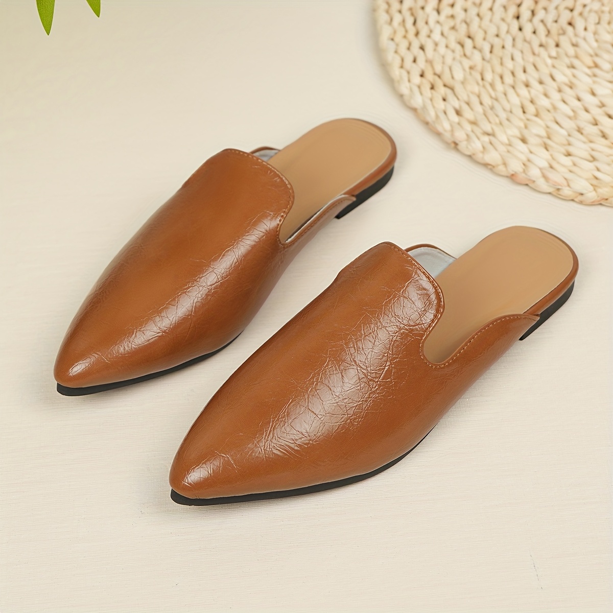 Pointed Toe Mules Spring Mule Shoes Women's Pointed Toe Slip Mules