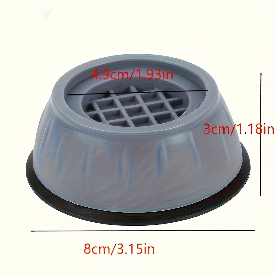 4pcs Anti-Vibration Washing Machine Mats - Non-Slip, Shock-Absorbing Plastic Pads, Noise Reduction for Home Appliances, Durable Gray with Safety Black Base, Battery-Free, Noise Reduction Pads | Minimalist Design | Enhanced Grip Mats