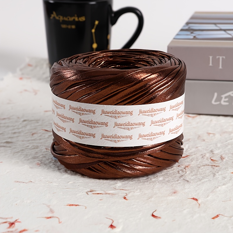 200g Leather-feel Fabric Strip Yarn With Metallic Shiny Colored Ribbon Yarn, Handmade Weaving Material, Crochet Yarn. Very Suitable For