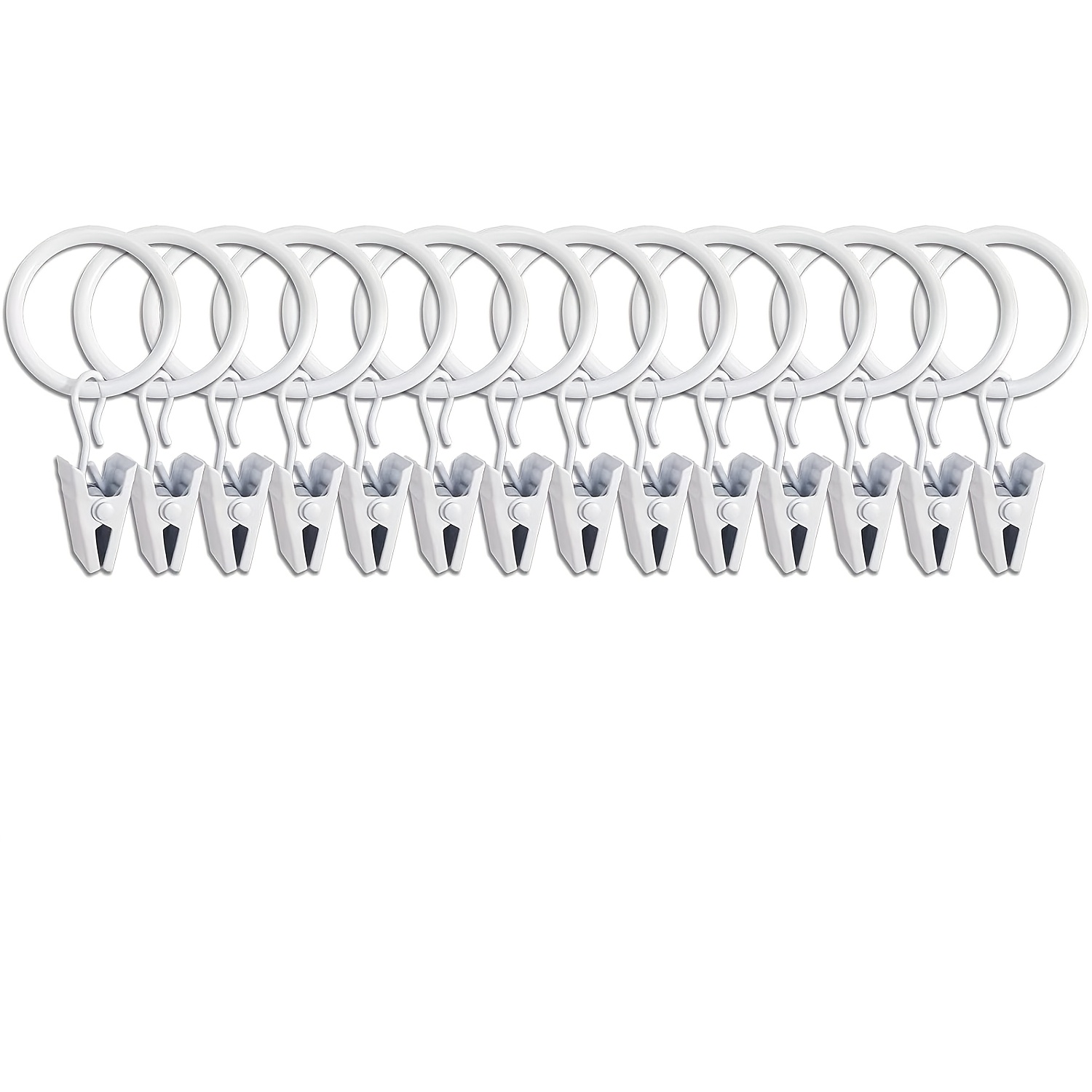 E-shop Pack Vorhangringe mit Clips, Vorhangclip-Ringe Haken, Schleifenaufhänger-Clips zum Aufhängen von Vorhängen, Schleifen, Ring 1 Zoll