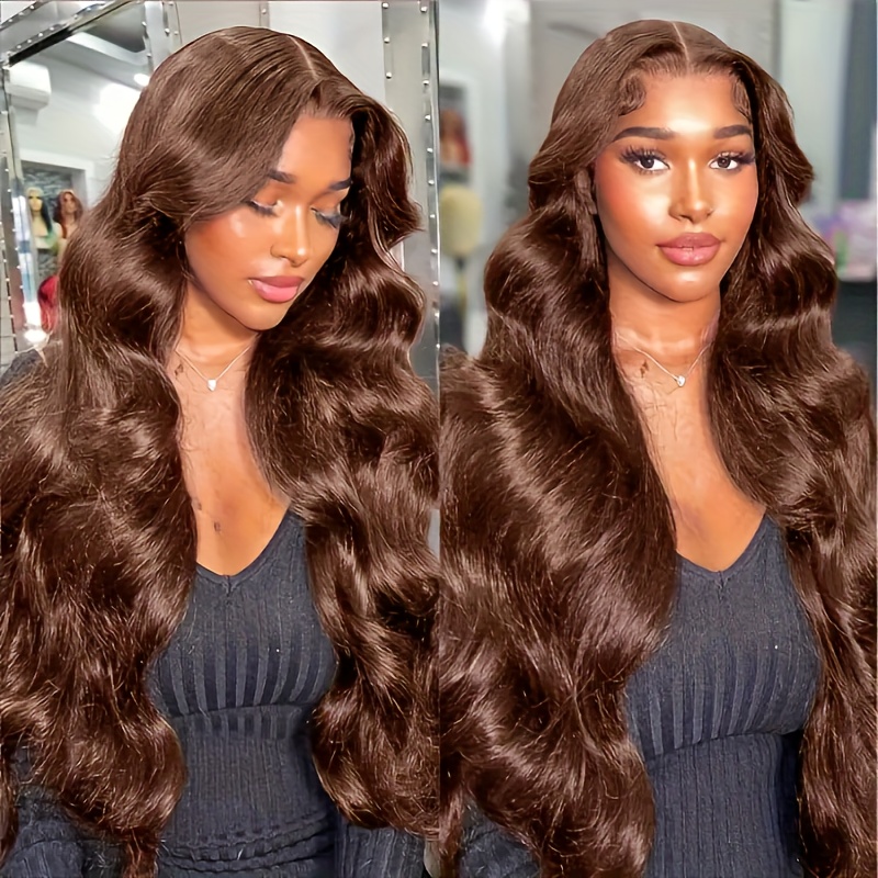 Chocolate Brown Lace Front Wig Human Hair For Women 4x4 HD Body Wave Lace  Frontal Wigs Brazilian Human Hair Wigs With Baby Hair 180%