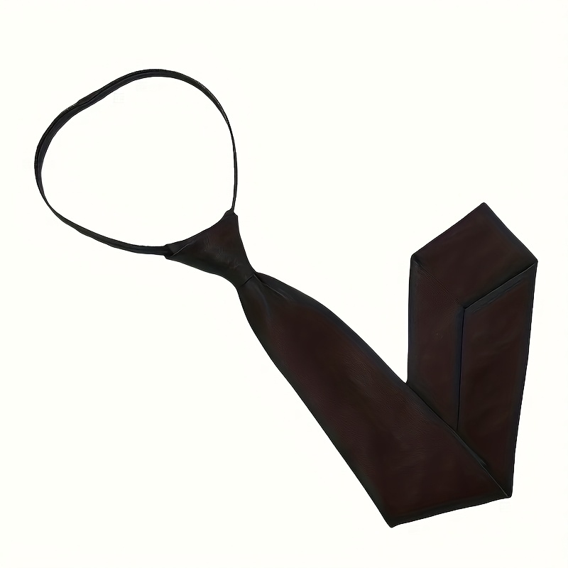 Black Round Neck Tie Minimalist Satin Long Dress With Tie Casual Uniform Set Lazy Tie Fashion Women' Tie