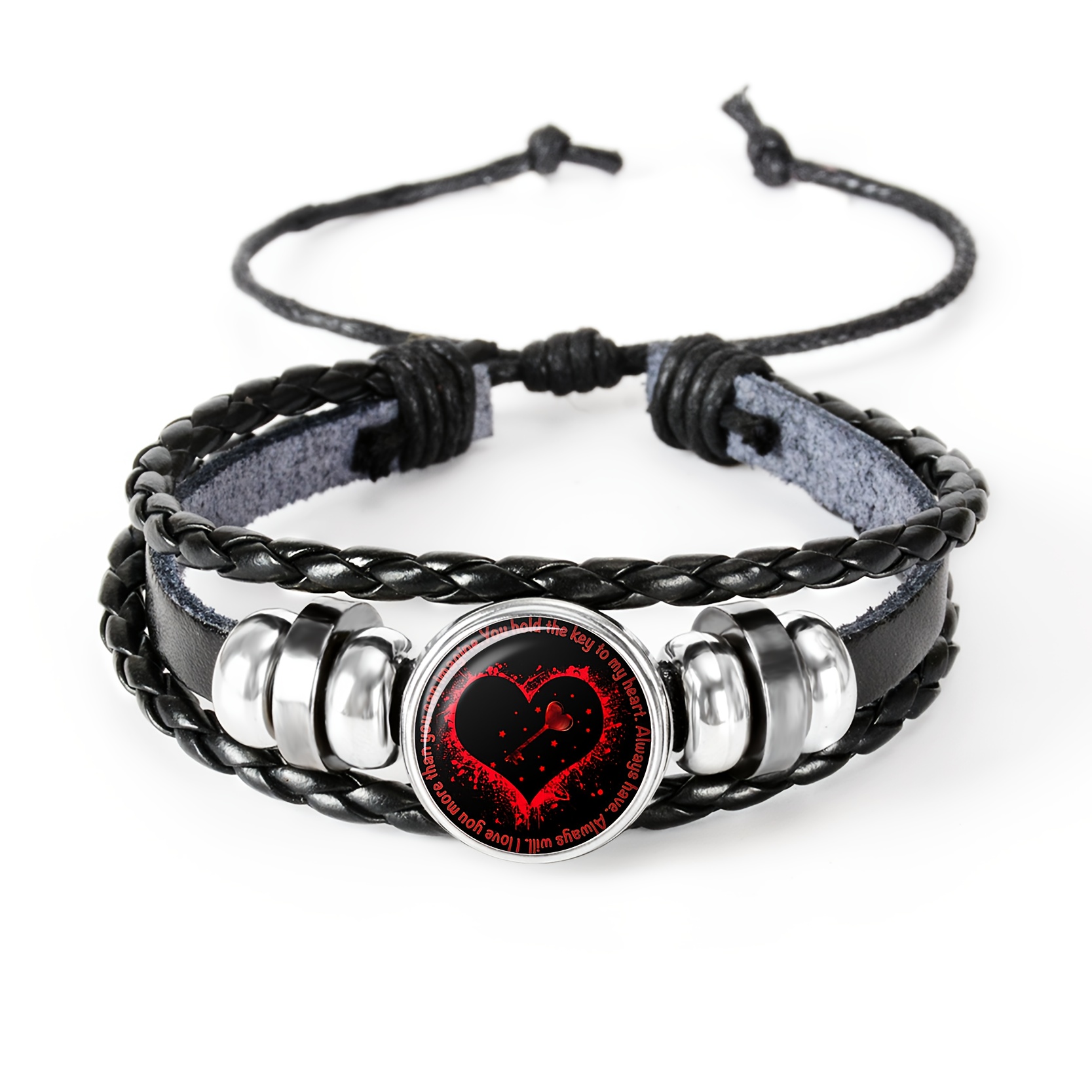 Men's Romantic Heart & Key Bracelet, Party Accessory