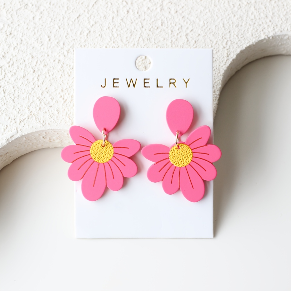 TEMU 1 Pair Women's Rose Red Clay-textured Dangle Earrings - Retro Suitable For Parties, Daily Wear & Gifts, Non-metal Acrylic Ear With Clay, Elegant