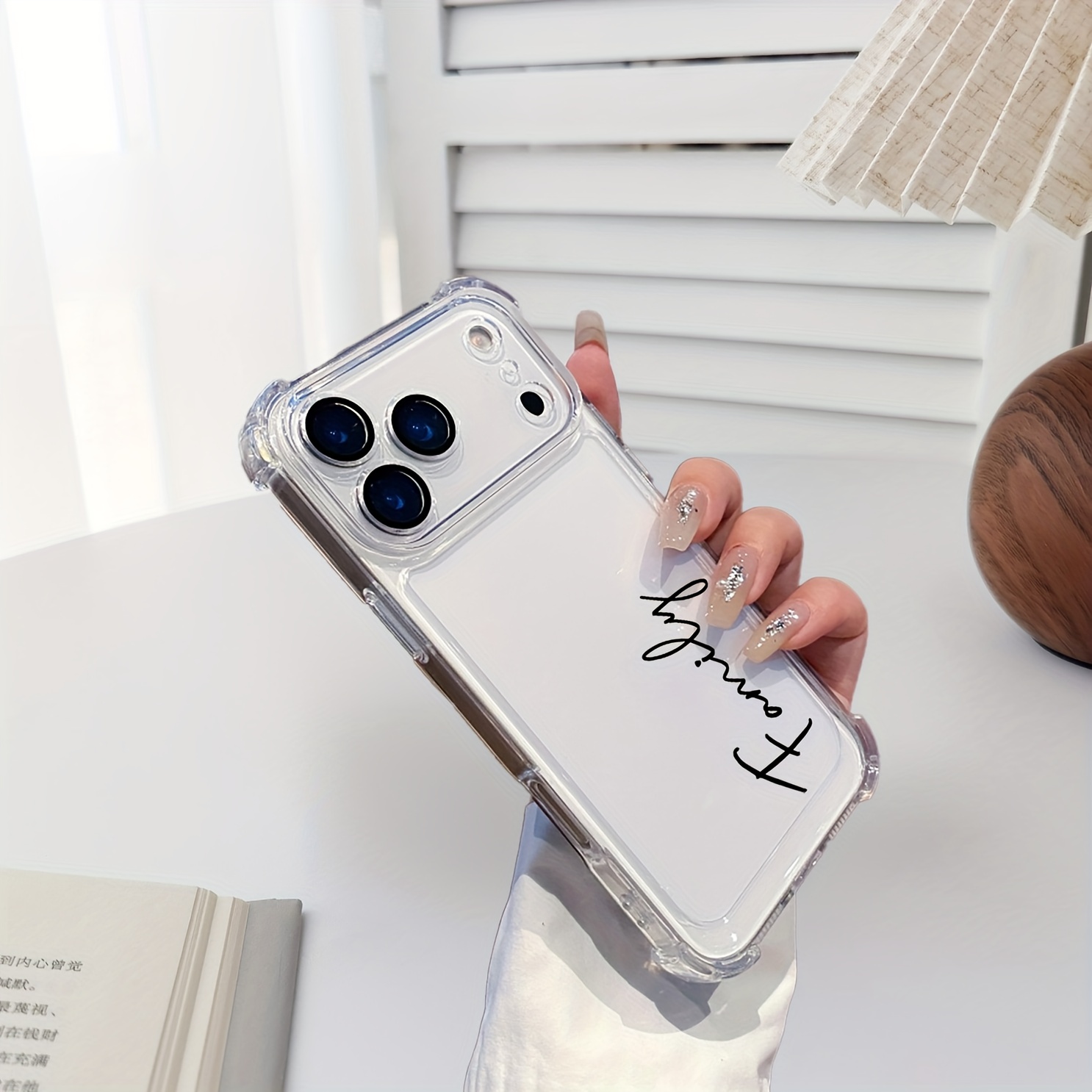 TEMU Phone Case - Customized Personalized Name Transparent Phone Case Compatible With Iphone 17 16 15 14 13 12 11 Pro Pc Shockproof Lens Protector