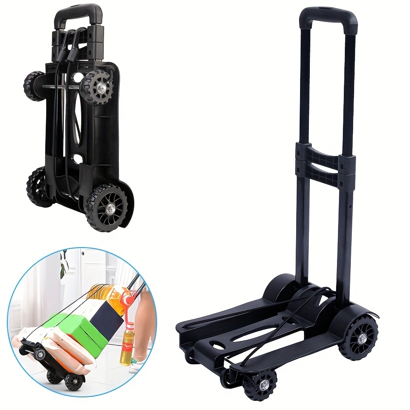 4 wheel folding hand truck portable metal plastic dolly Temu