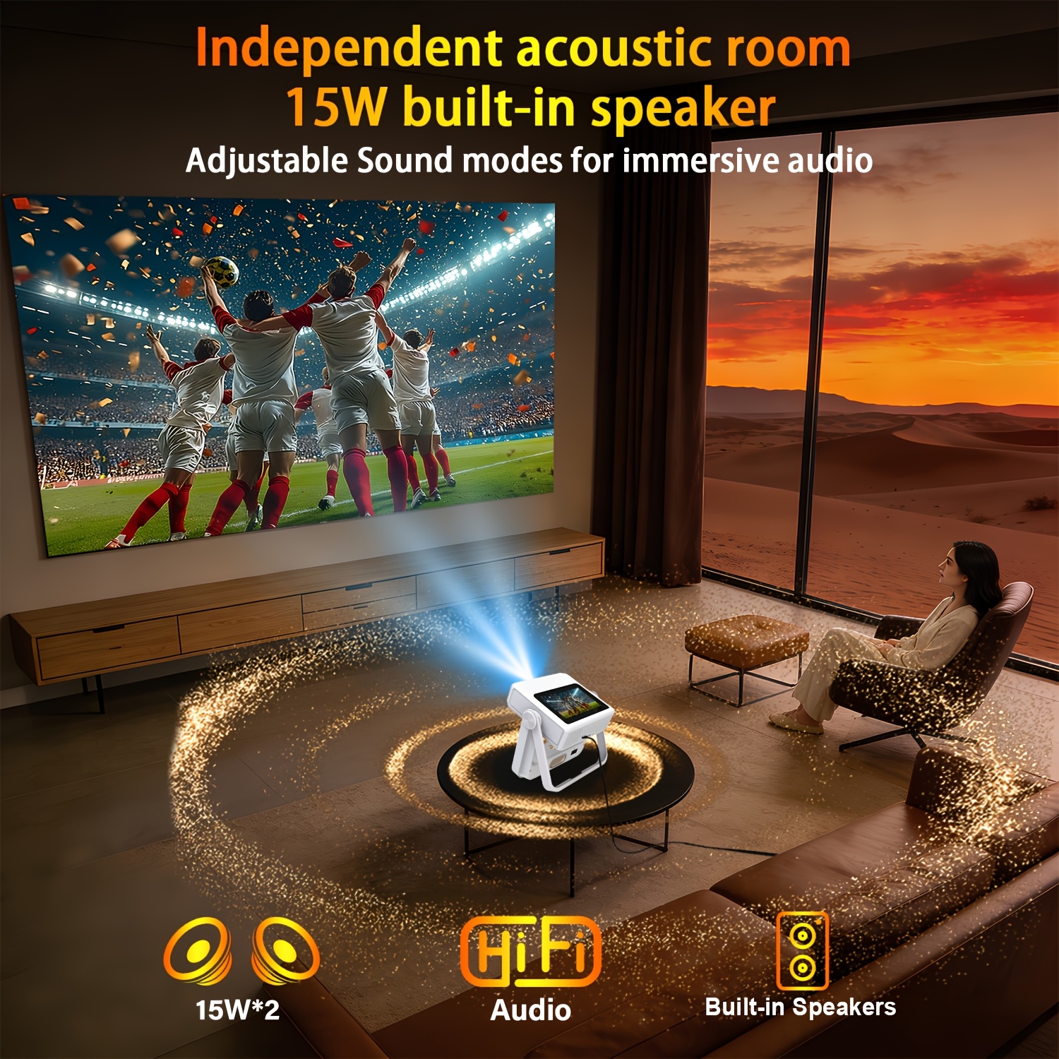 Image of 4k Support + Native 1080p Projector 8-inch Smart Touch Screen Automatic Keystone Correction 300-inch Large Screen 400ansi Brightness Dual-band Wifi6 12 Home Theater For -watching