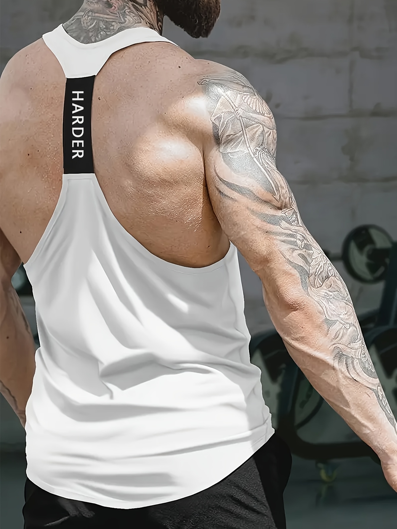 1pc Tongtongbang Men's Quick-Dry Breathable Workout Tank Top - High Elasticity Slim Fit Sleeveless Shirt with HARDER Letter Print for Gym Training & Summer Casual Wear, Quickdrying Fabric, Gym Clothes