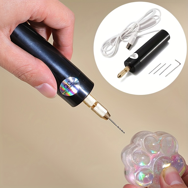 

1pc Drill, Usb-powered Handheld Micro Drill, Pearl Drilling Pen Tool, 0.8-1.1mm Drill Bits Included, Compact Crafting & Jewelry Making Tool, 1-inch Diameter, 3.54-inch Length With -inch Cable