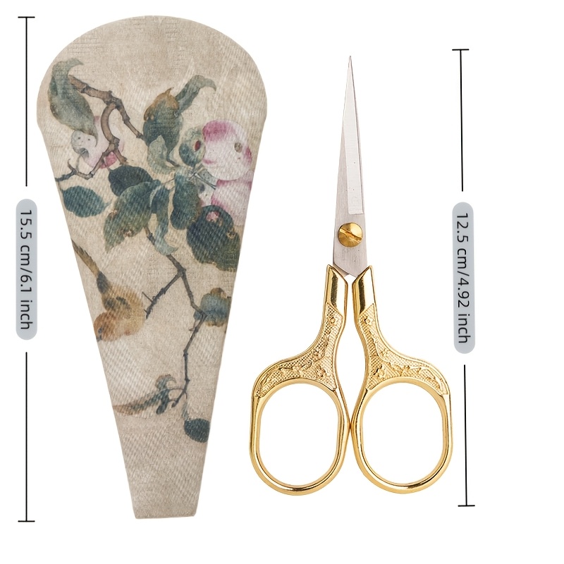 Stainless Steel Sewing Scissors, 2pcs Set, Vintage Design, Precision Sharp , Metal Craft Scissors, Suitable For Fabric, Thread, Embroidery, Tailoring, Manual Operation
