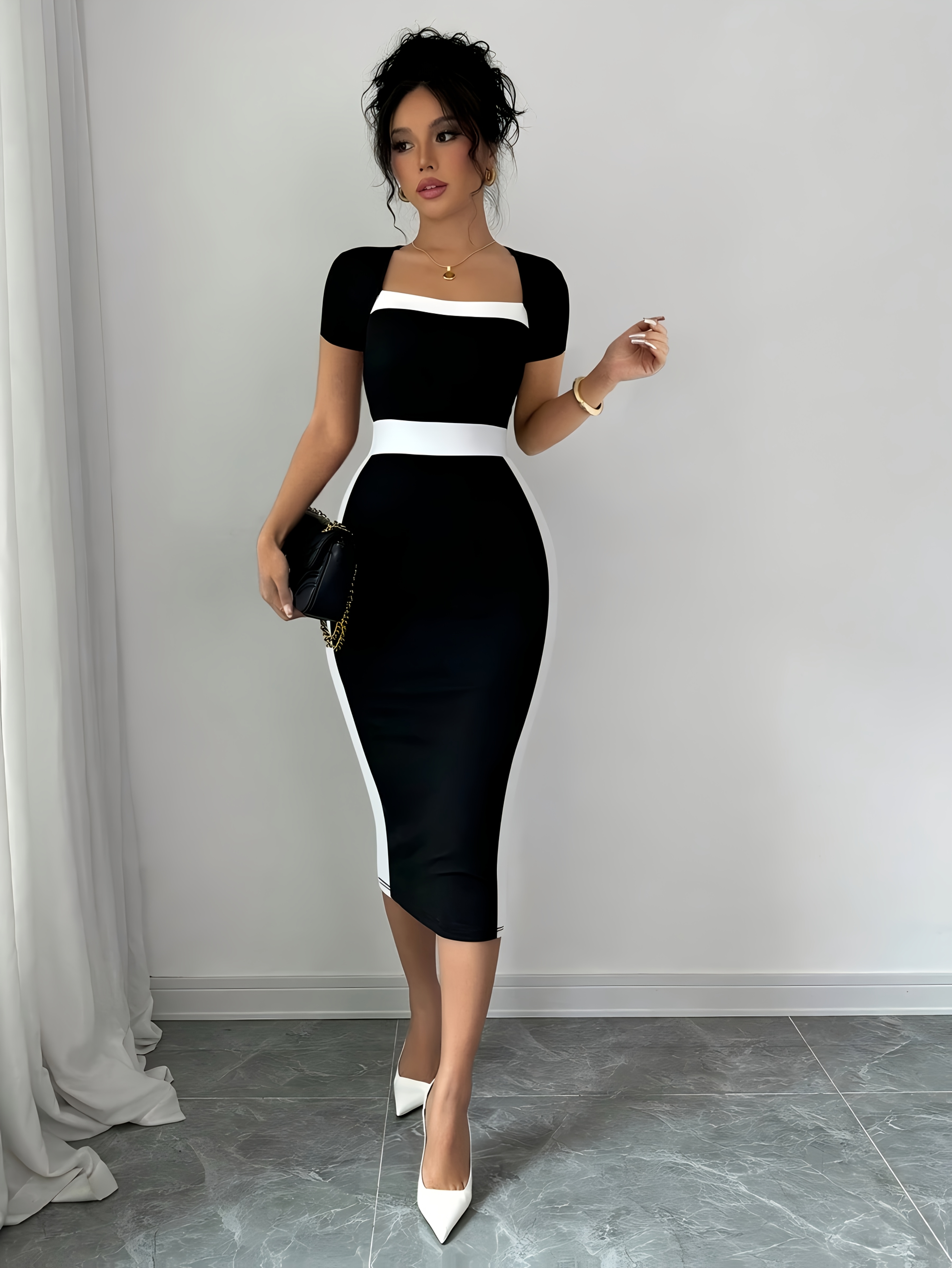 sachin and babi light blue dress Womens Fall Winter Ribbed Knit Sweater Dress Casual Long Sleeve V Neck  Elegant Bodycon Mini Dress main image 1