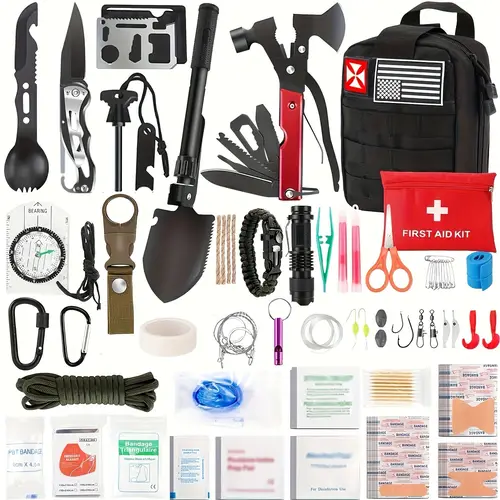Ultimate Survival Kit - Comprehensive First Aid Kit, Durable Survival Gear Tools, Trauma Kit with Life-Saving Equipment, Tactical Molle Pouch - Perfect for Outdoor Enthusiasts, Emergency Preparedness, and Great Gift Idea for Men, Dads, Husbands, and Women