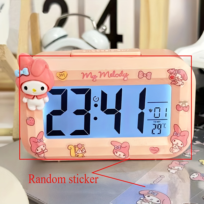 Image of Hello Kitty Pink Alarm Clock, With Large Display-cute Cartoon Luminous Desk Decoration, Very Suitable For Dormitory And Bedroom, Gift Ideas, Cute Alarm Clock (random Sticker Delivery)