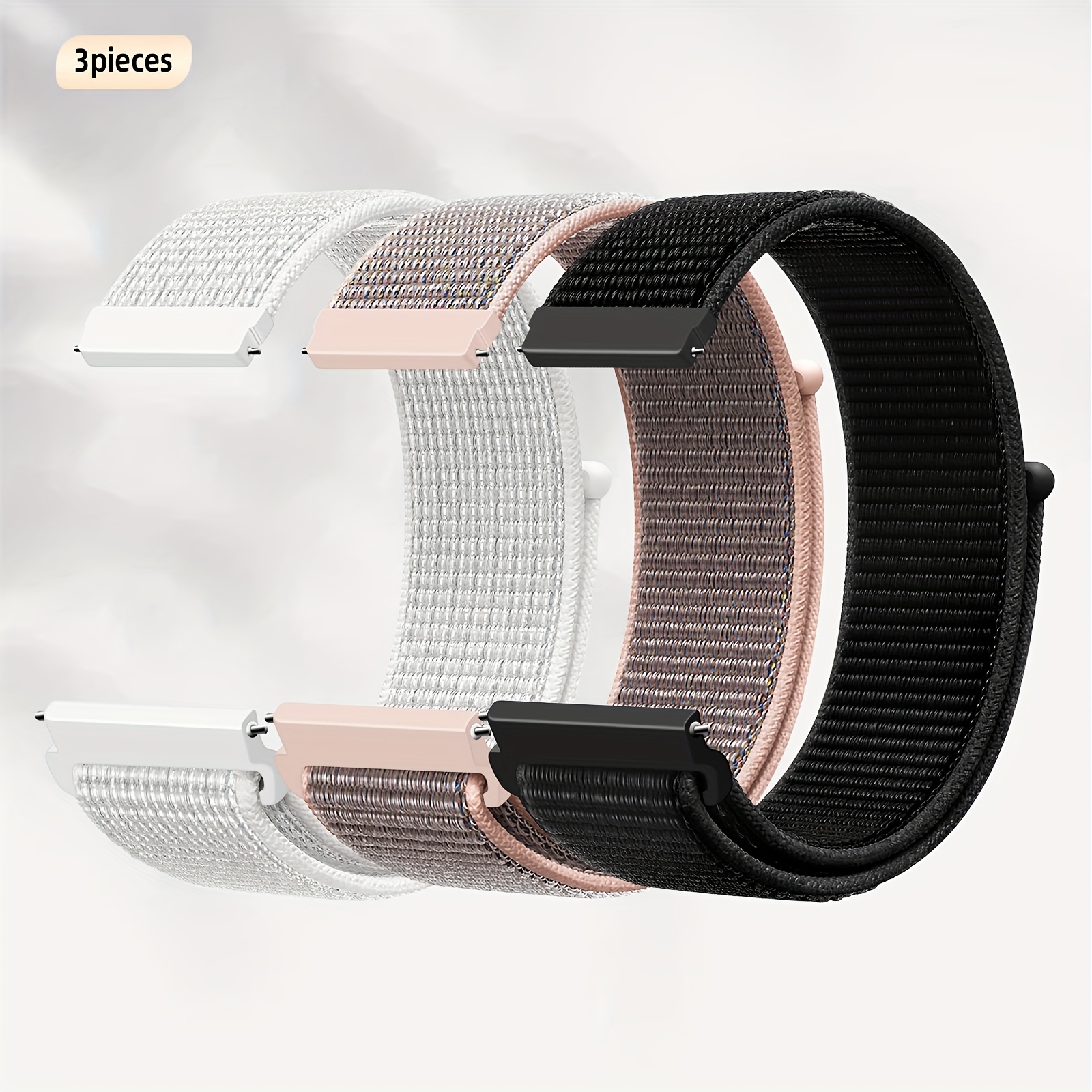 E-shop 3er-Pack Sport-Nylon-Armband 20mm/22mm, schnellwechselbar, weiches Stoffmaterial, verstellbares -resistentes Ersatzarmband für Damen