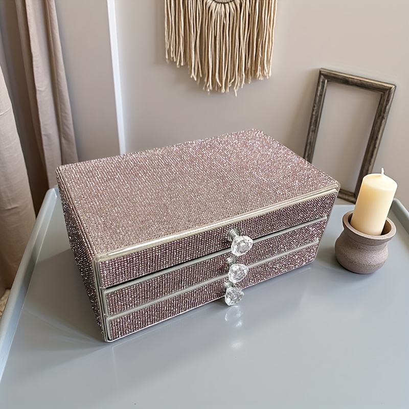 a jewelry box with three drawers filled with rhinestones     colors   beauty enthusiasts jewelry boxes Product details 2