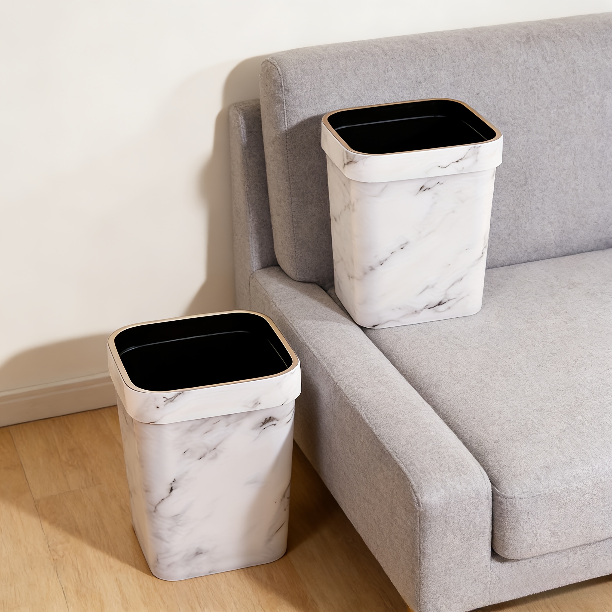 square trash can new model     durable plastic suitable for home office kitchen bedroom bathroom easy to match ground color Product details 1