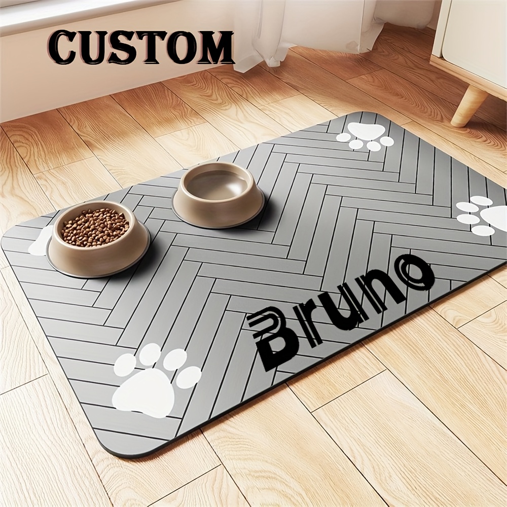 Customizable Quick-Pet Feeding Mat with Paw Print Design