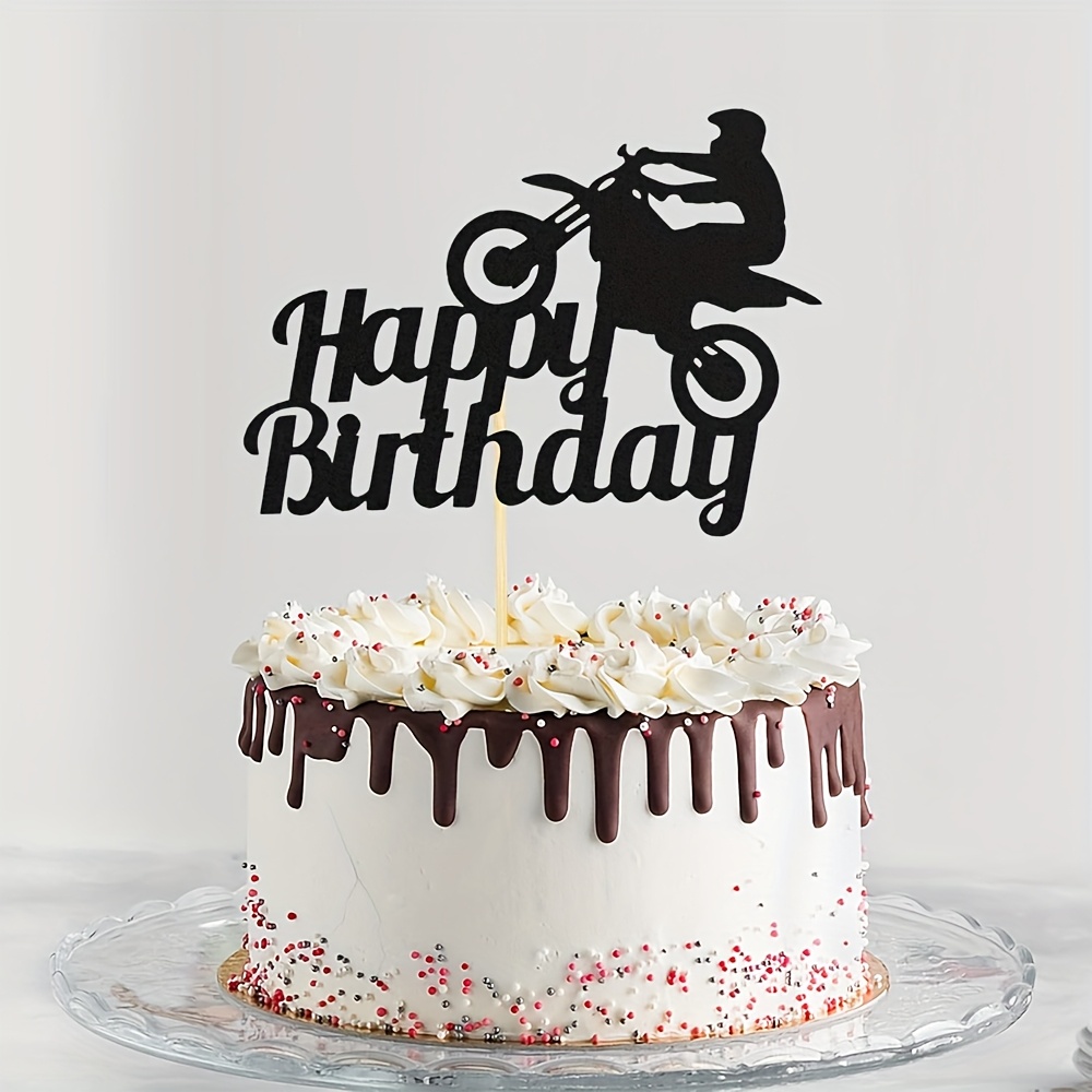 24 stuks motorfiets taartdecoratie glitter zwart motorcross dirt bike taart decoratie voor jongens verjaardag sport motorcross thema cupcake-toppers man verjaardag party taartdecoratie
