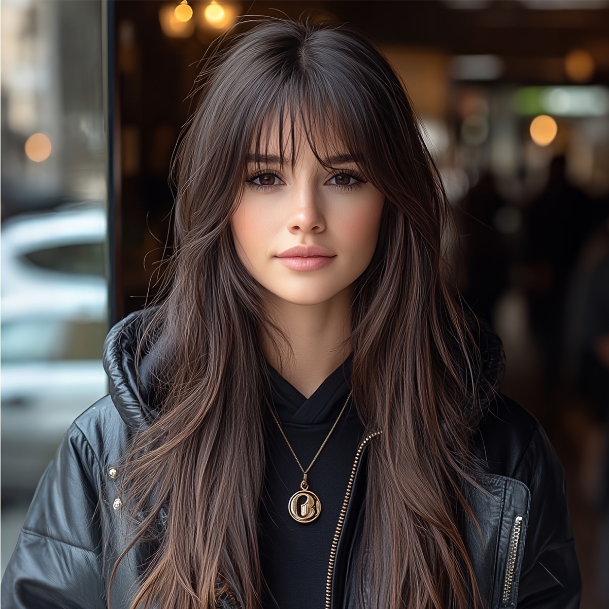TEMU Elegant Synthetic Fiber Wig 130% Density Curly Wave Multifunctional Long Brown Wig Suitable For - Matte Fiber