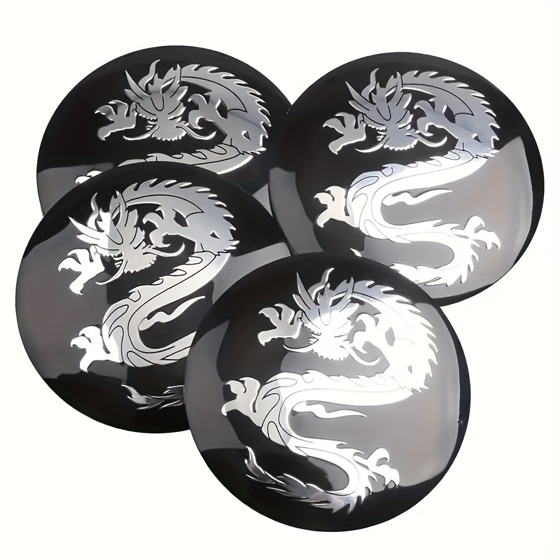 Image of 4pcs Dragon Mythology Aluminum Wheel Caps - 2.2" Fit Emblem Covers For Cars, Motorcycles, Trucks & Suvs