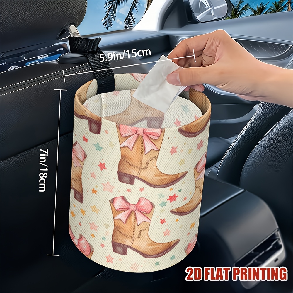 TEMU 1pc Cowgirl Boots Charm Car Interior Trash Can, For Compact Vehicles And Urban Driving Needs