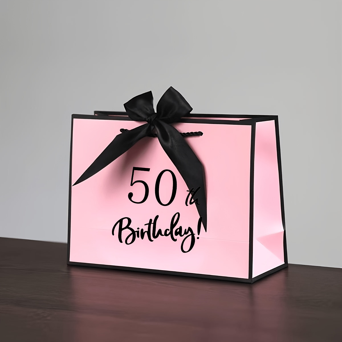 TEMU 50th Birthday Gift Bag, Pink And White Foldable Portable Handheld Gift Bag, Party Favor Bags For , Birthday Decoration Supplies, Commercial